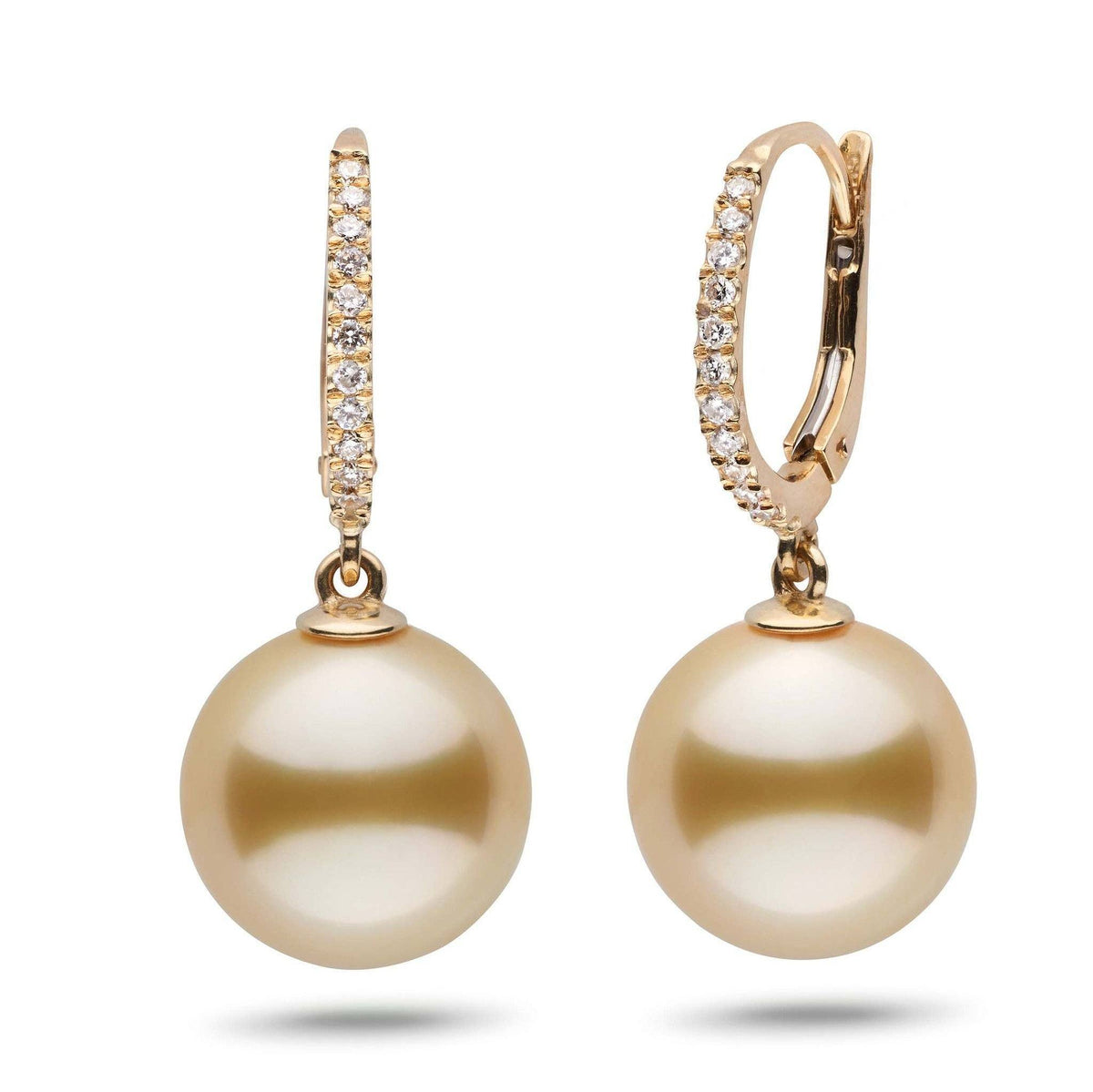 Eternal Collection Golden South Sea 12.0-13.0 mm Pearl & Diamond Dangle Earrings yg