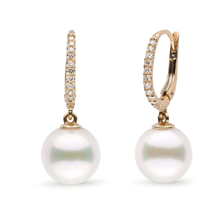 Eternal Collection White Freshadama Freshwater 10.0-11.0 mm Pearl & Diamond Dangle Earrings