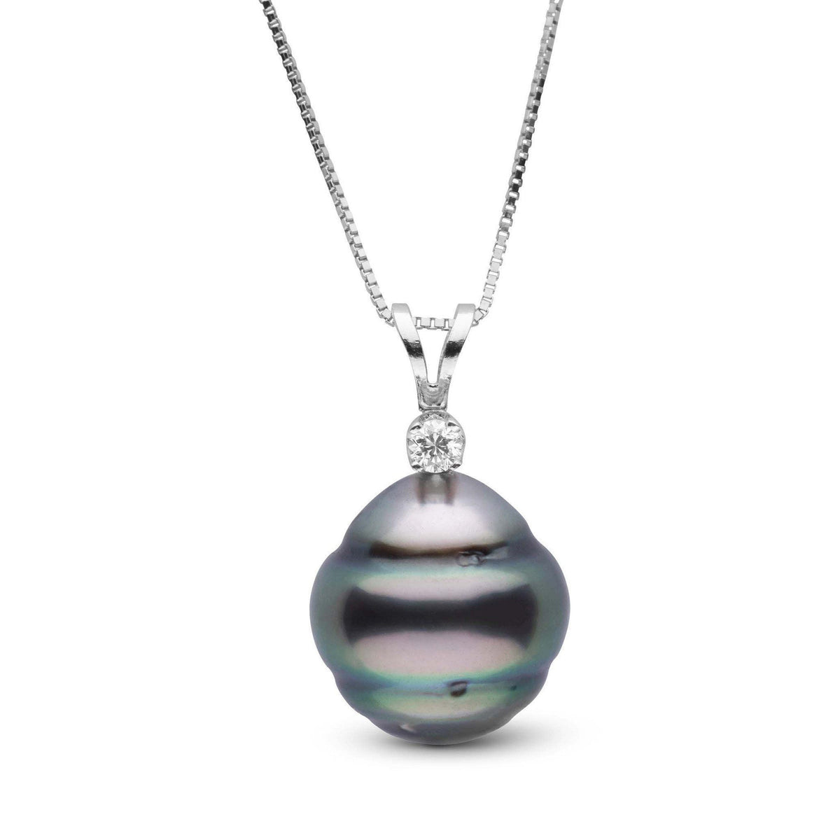 Harmony Collection 10.0-11.0 mm Tahitian Baroque Pearl & Diamond Pendant featuring a lustrous baroque Tahitian pearl suspended from a delicate chain with a sparkling diamond accent.