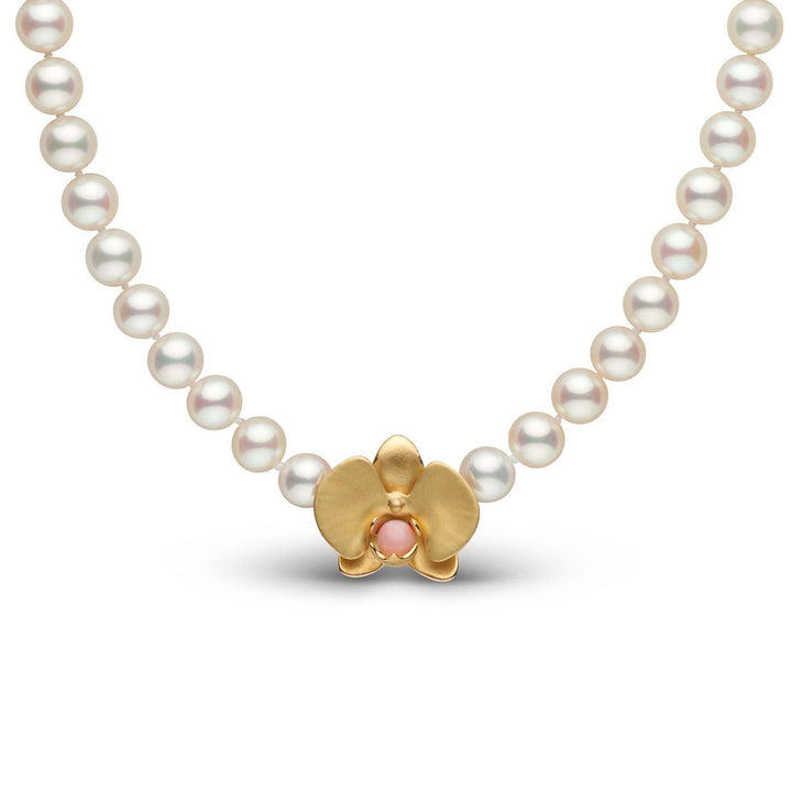 Monili Collection Phalaenopsis Orchid Clasp with Conch Pearl on 8.5-9 mm Freshadama Necklace