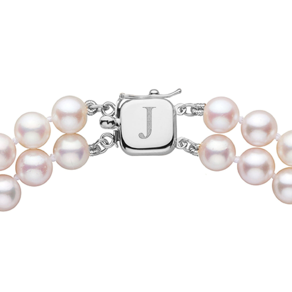Personalized 6.5-7.0 mm AAA Akoya Pearl Double Strand Square Clasp Necklace