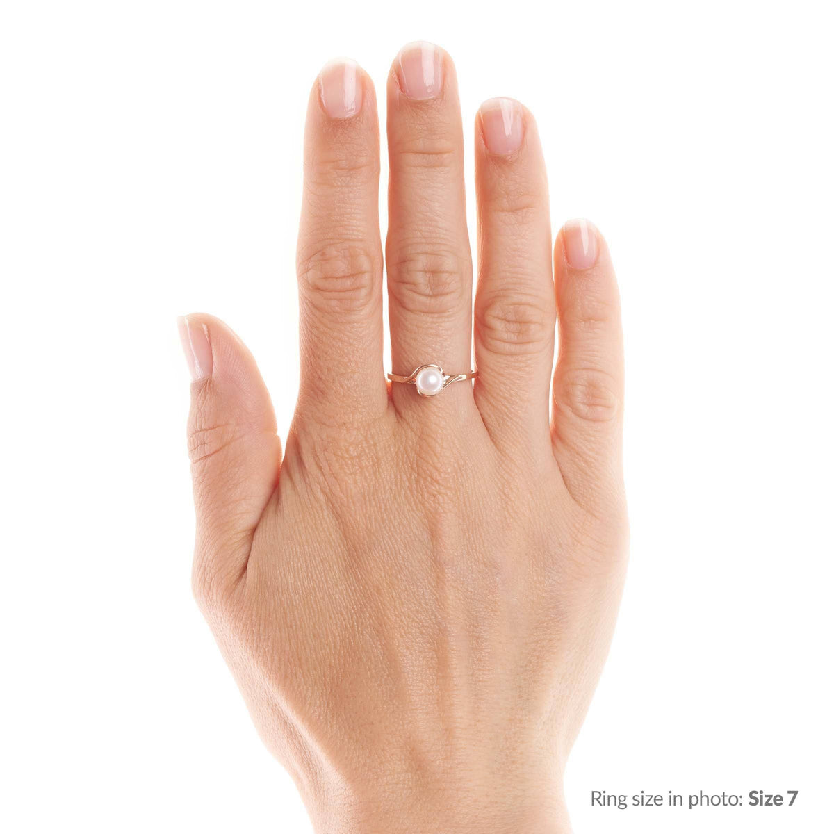 Petite Collection Akoya Pearl Ring on model hand