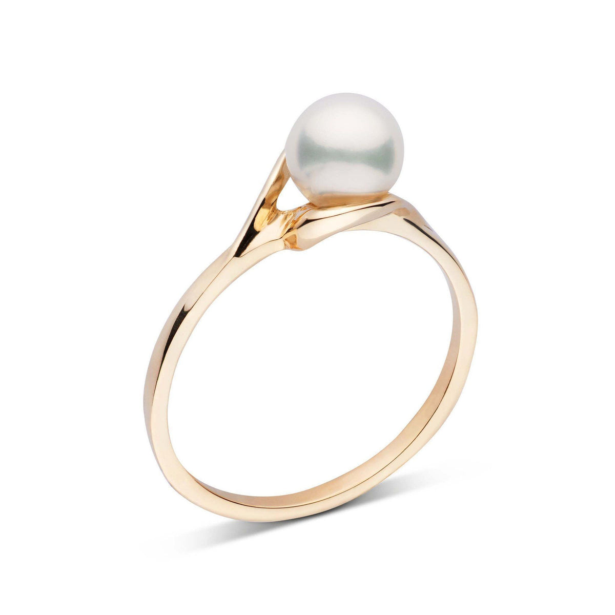 Petite Collection Akoya Pearl Ring yellow gold angle view