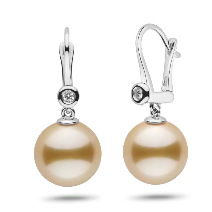 Romantic Collection Golden South Sea 12.0-13.0 mm Pearl & Diamond Dangle Earrings