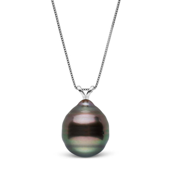 Unity Collection 11.0-12.0 mm Baroque Tahitian Pearl Pendant featuring a lustrous, uniquely shaped dark Tahitian pearl on an elegant 14K white gold chain.
