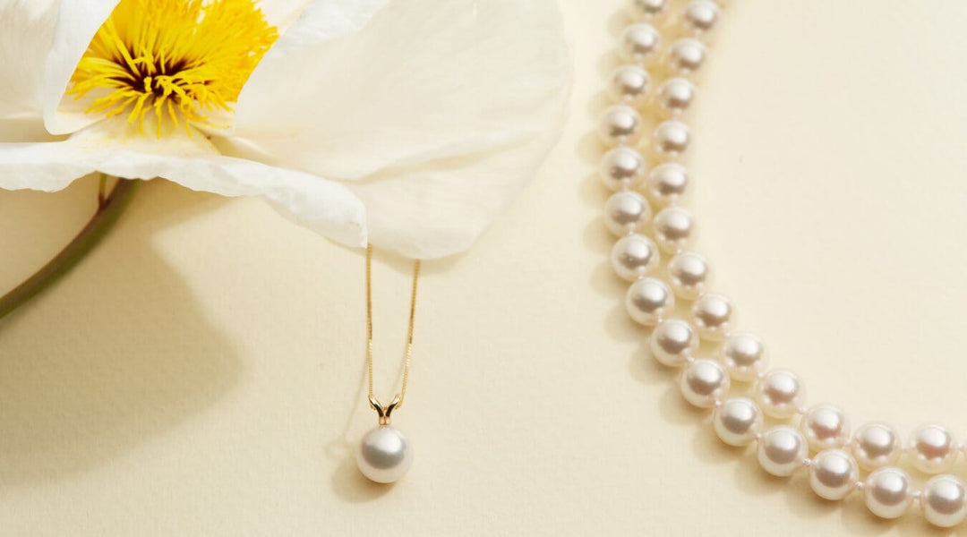 Image of flowers with pearl jewelry