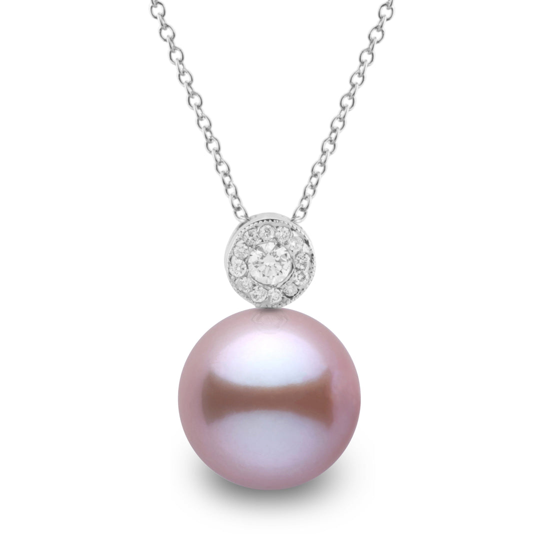 Aura Collection 10.0-11.0 mm Lavender Freshadama Pearl and Diamond Pendant
