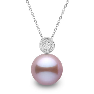 Aura Collection 10.0-11.0 mm Lavender Freshadama Pearl and Diamond Pendant, view 3