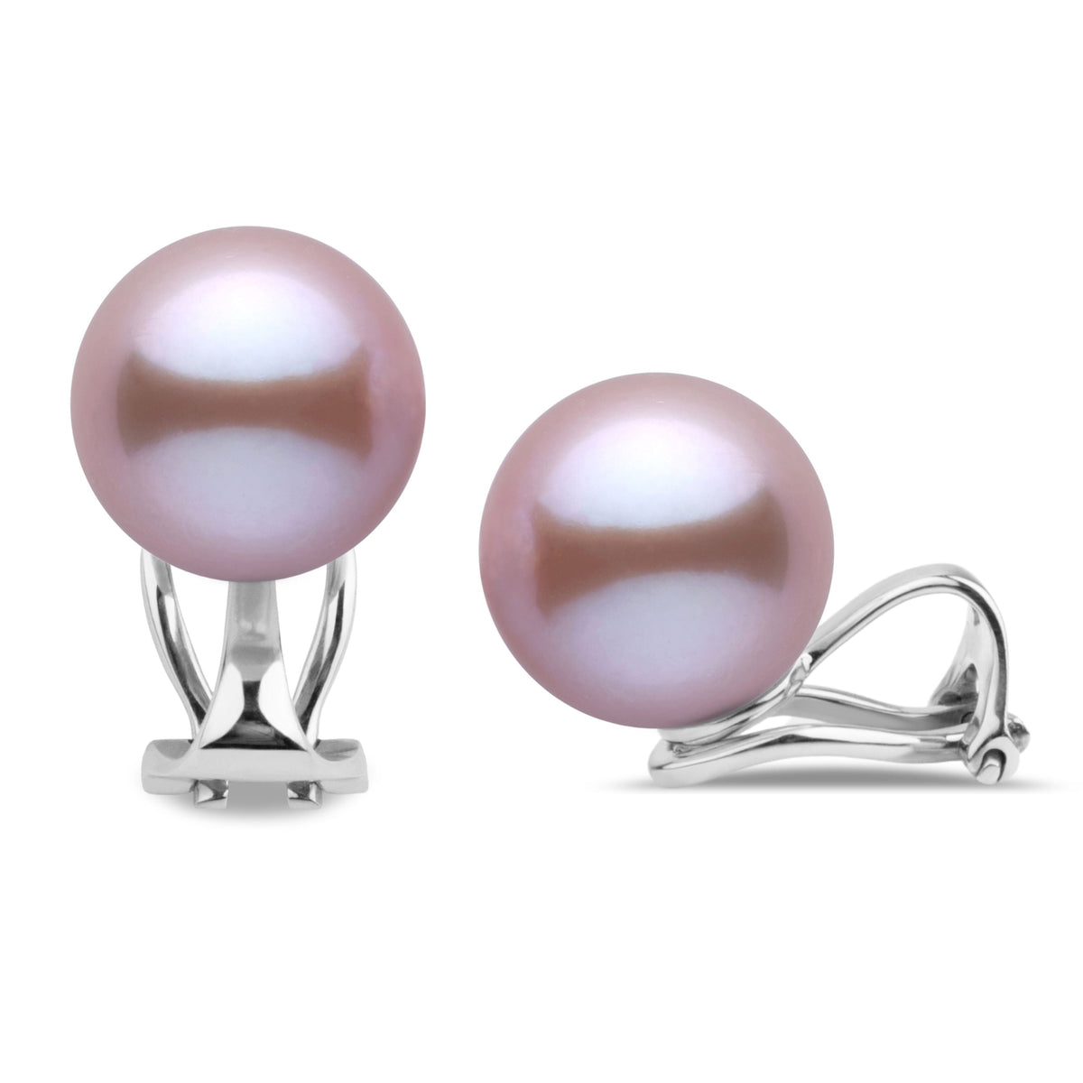 Clip Collection 10.0-11.0 mm Lavender Freshadama Pearl Stud Earrings in 14K White Gold