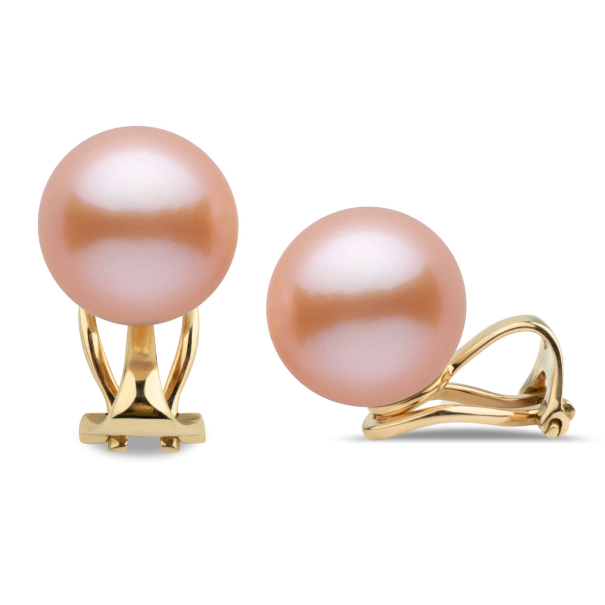 Clip Collection 10.0-11.0 mm Pink to Peach Freshadama Pearl Stud Earrings in 14K White Gold