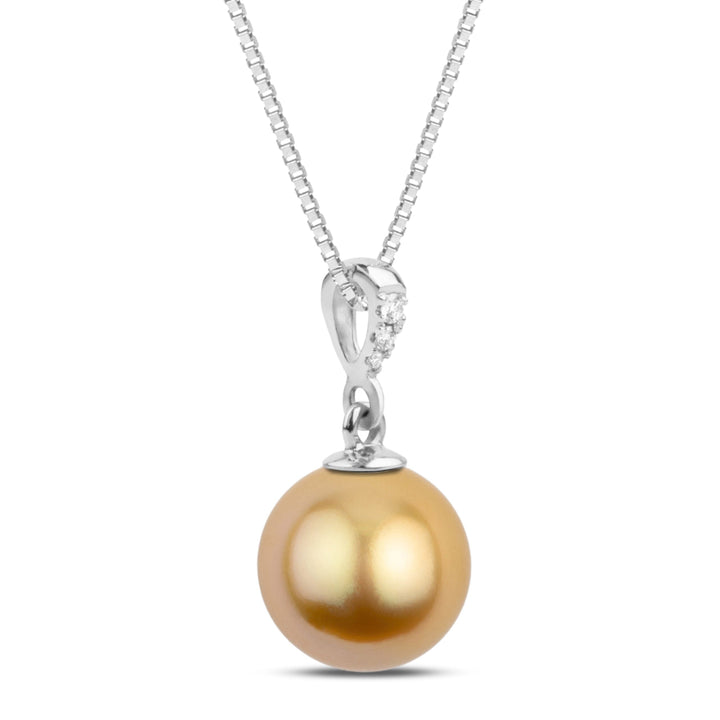 Grace Collection 10.0-11.0 mm Golden South Sea Pearl and Diamond Pendant