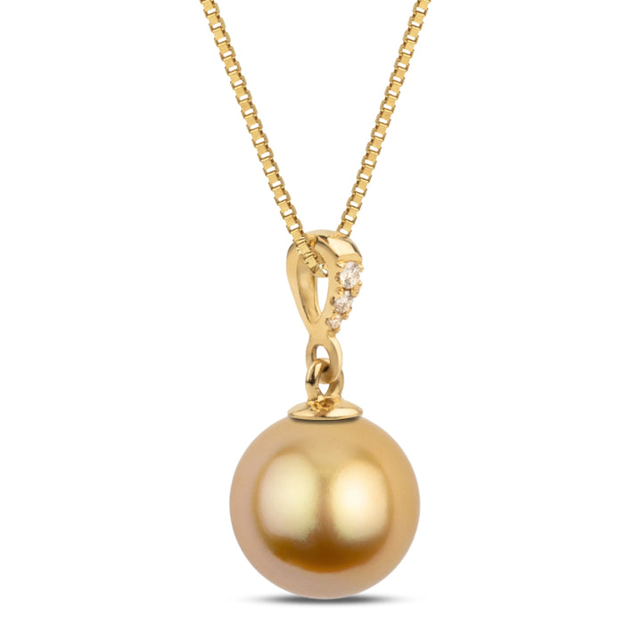 Grace Collection 10.0-11.0 mm Golden South Sea Pearl and Diamond Pendant