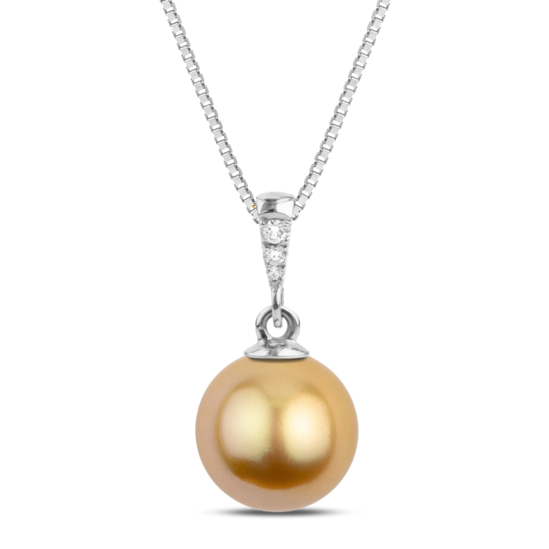 Grace Collection 10.0-11.0 mm Golden South Sea Pearl and Diamond Pendant