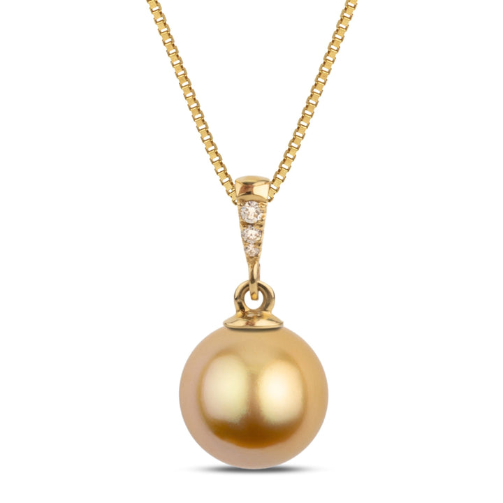 Grace Collection 10.0-11.0 mm Golden South Sea Pearl and Diamond Pendant