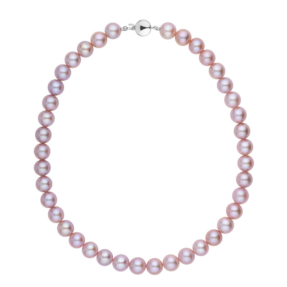 lavender Freshadama freshwater pearl necklace with 10–11 mm near-round pearls