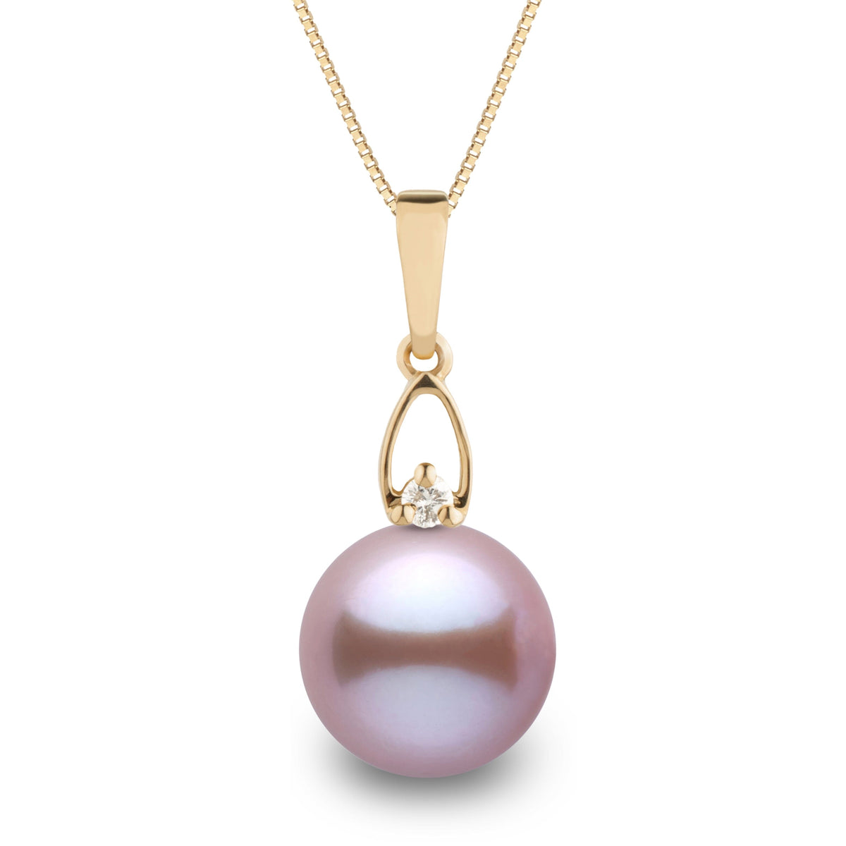 Juliet Collection 10.0-11.0 mm Lavender Freshadama Pearl and Diamond Pendant, view 3