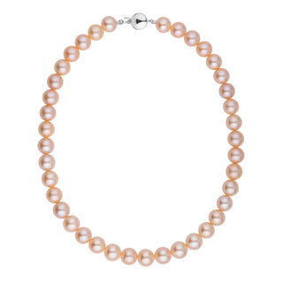 pink to peach Freshadama freshwater pearl necklace with 10–11 mm pearls