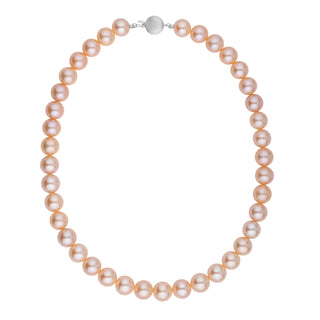 elegant 10–11 mm pink peach freshwater pearl strand with gold clasp
