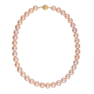 luxury pink to peach Freshadama pearl necklace with near-round pearls