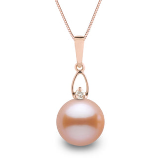 Juliet Collection 10.0-11.0 mm Pink to Peach Freshadama Pearl and Diamond Pendant, view 2
