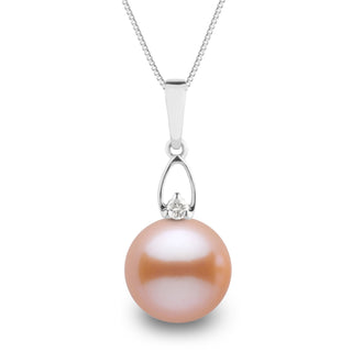 Juliet Collection 10.0-11.0 mm Pink to Peach Freshadama Pearl and Diamond Pendant, view 3