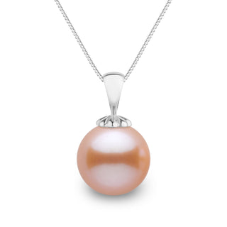 Classic Collection 10.0-11.0 mm Pink to Peach Freshadama Pearl Pendant in 14K White Gold on a Box Chain