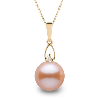 Juliet Collection 10.0-11.0 mm Pink to Peach Freshadama Pearl and Diamond Pendant in 14K White Gold on a Box Chain