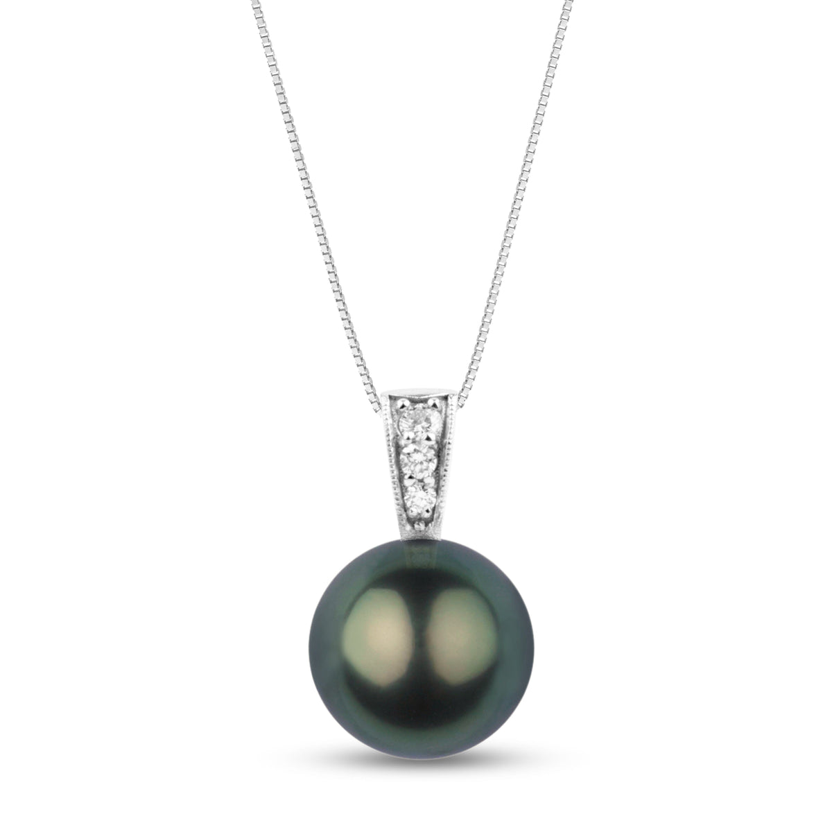 Desire Collection 10.0-11.0 mm Tahitian Pearl and Diamond Pendant