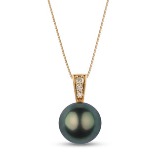Pearl pendant with gold chain on a white background