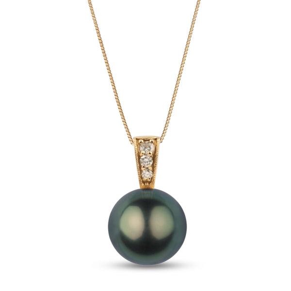 Pearl pendant with gold chain on a white background