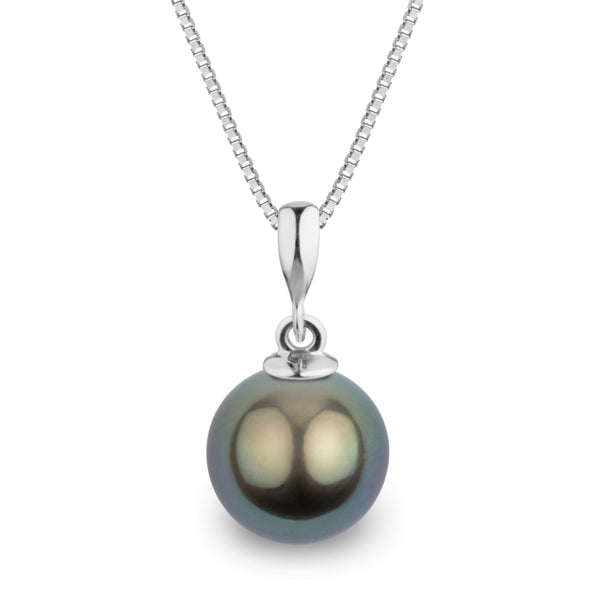 Grace Collection 10.0-11.0 mm Tahitian Pearl Pendant in 14K Yellow Gold on a Box Chain