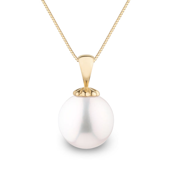 Classic Collection 10.0-11.0 mm White Freshadama Pearl Pendant in 14K White Gold on a Box Chain