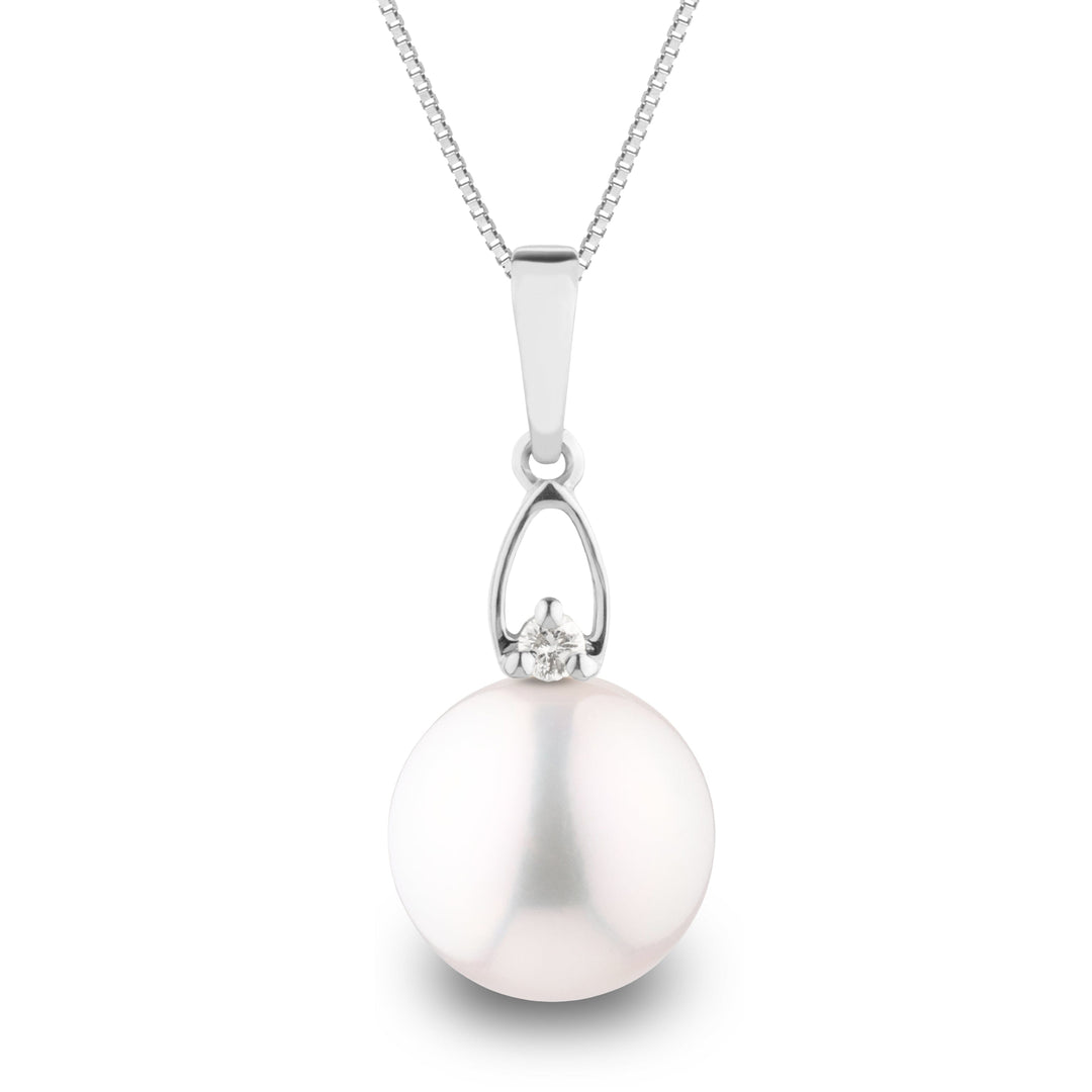 Juliet Collection 10.0-11.0 mm White Freshadama Pearl and Diamond Pendant
