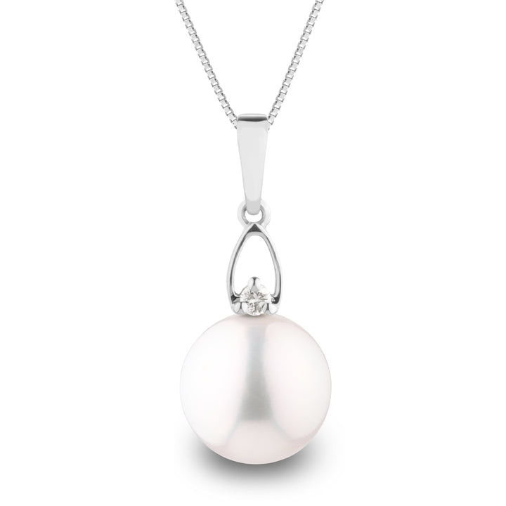 Juliet Collection 10.0-11.0 mm White Freshadama Pearl and Diamond Pendant