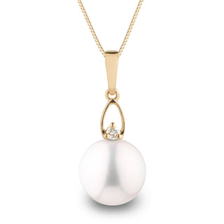 Juliet Collection 10.0-11.0 mm White Freshadama Pearl and Diamond Pendant, view 3