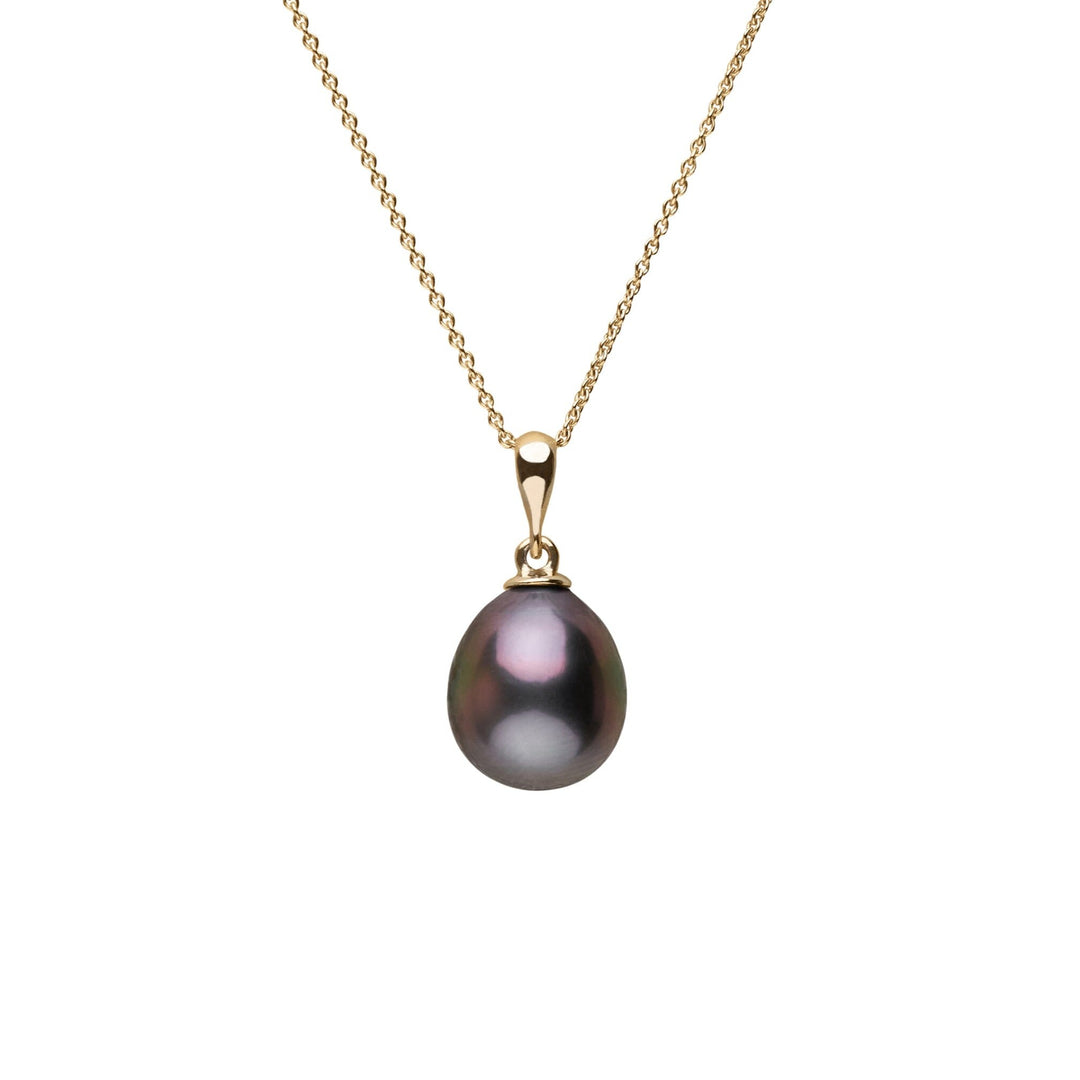 Dew Collection 10.0-11.0 mm Tahitian Drop Pearl Adjustable Chain Pendant Yellow Gold
