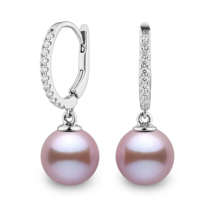 Eternal Collection 10.0-11.0 mm Lavender Freshadama Pearl & Diamond Dangle Earrings