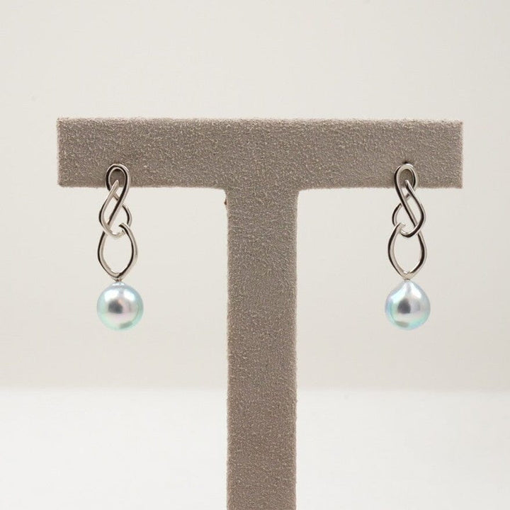BF-15: 8.0-8.5 mm Blue Akoya Pearl Earrings, Platinum