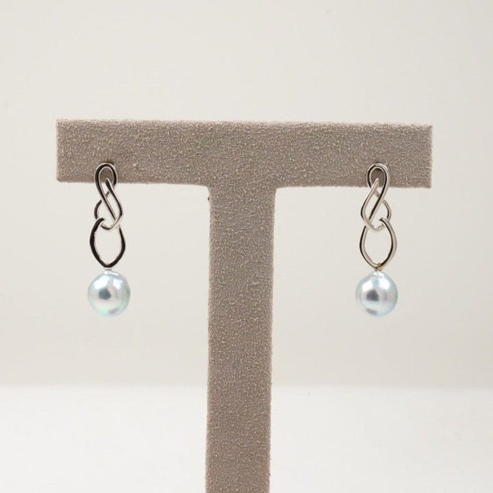 BF-15: 8.0-8.5 mm Blue Akoya Pearl Earrings, Platinum