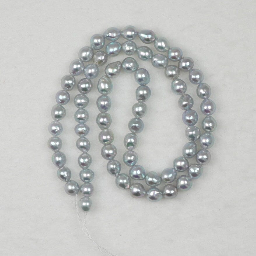 BF-41: 5.5-6.0 mm Natural Blue Baroque Akoya Pearl Necklace, 16" Unstrung