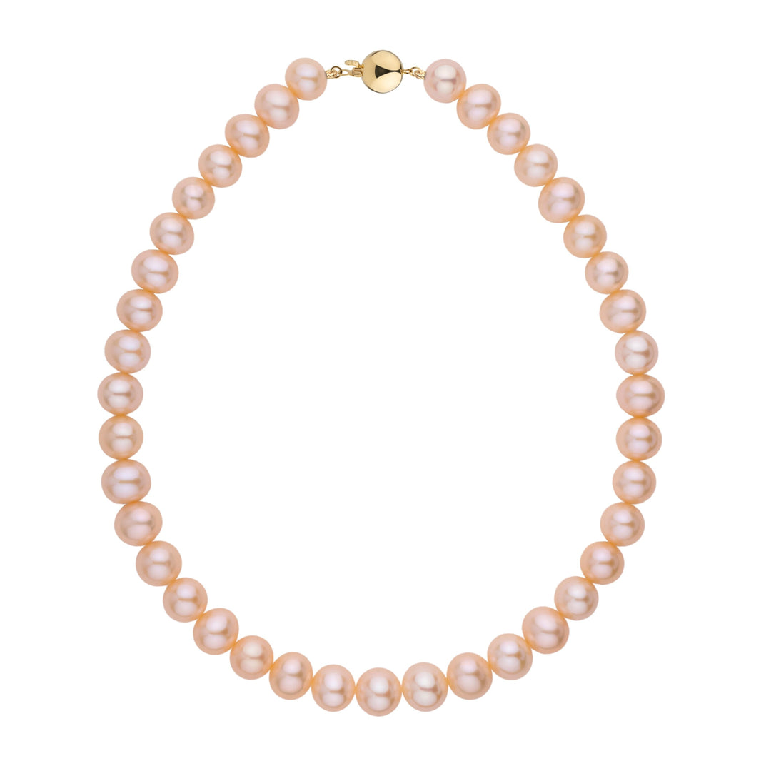 10.5-11.5 mm AA+ Pink to Peach Freshwater Pearl Necklace YG