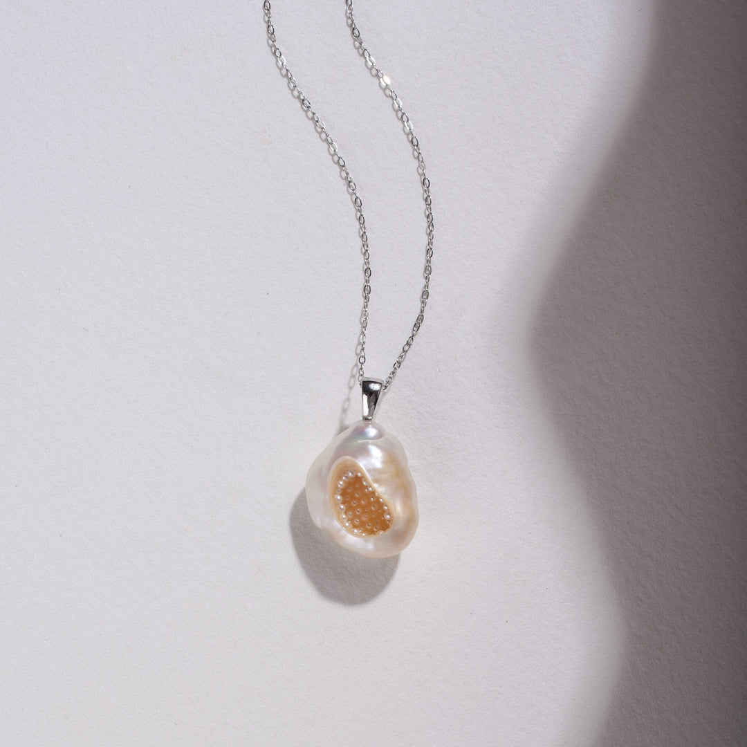 Freshwater Souffle Pearl Finestrino Pendant with Seed Pearls