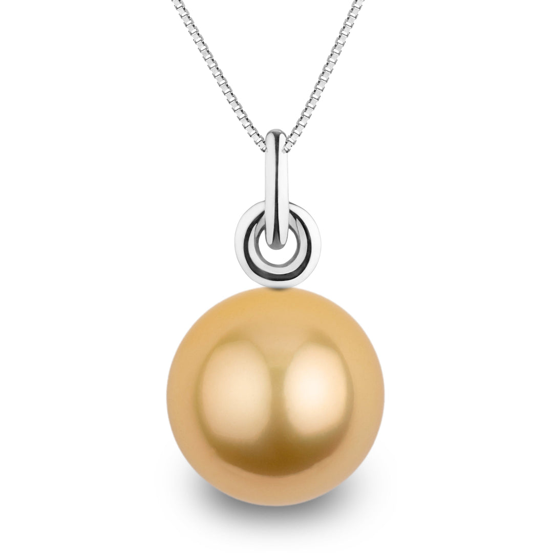 Double Loop 14.0-15.0 mm Golden South Sea Pearl Pendant