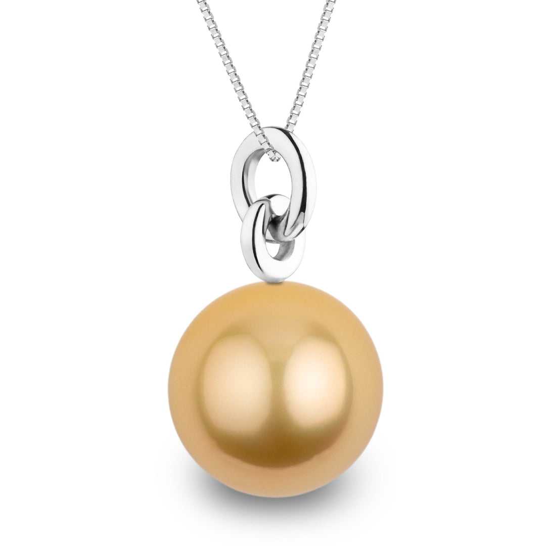 Double Loop 14.0-15.0 mm Golden South Sea Pearl Pendant