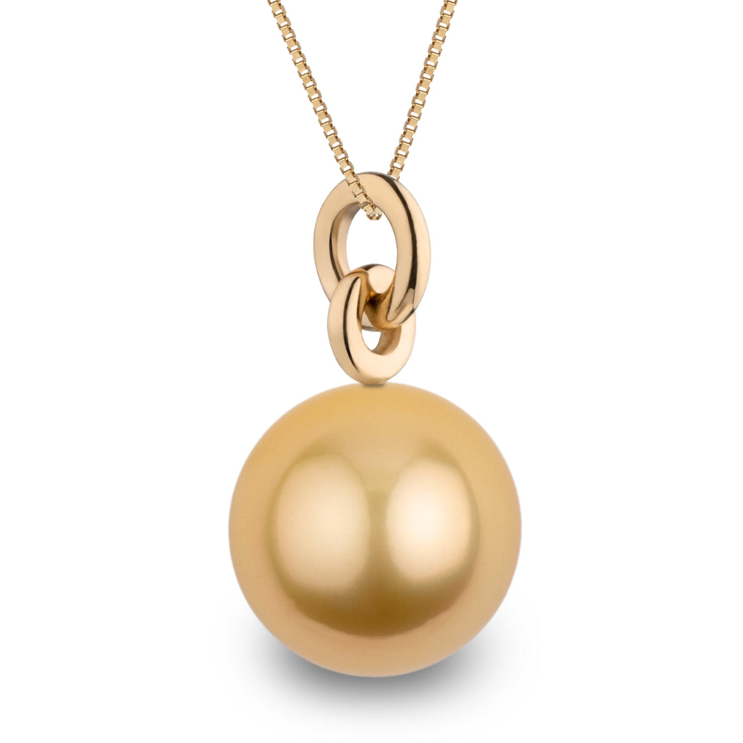 Double Loop 14.0-15.0 mm Golden South Sea Pearl Pendant