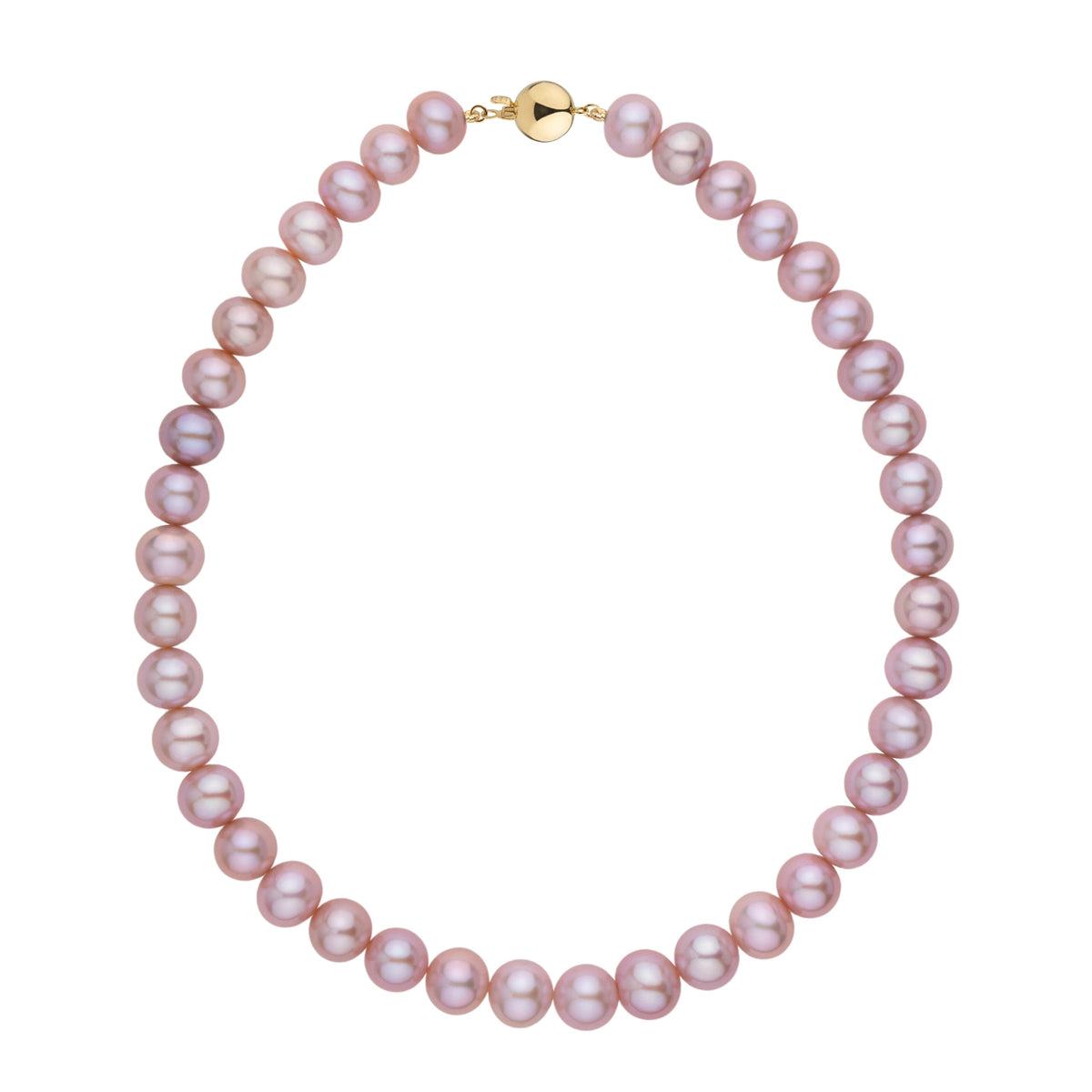 10.5-11.5 mm AA+ Lavender Freshwater Pearl Necklace yellow gold