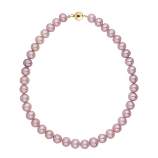 10.5-11.5 mm AA+ Lavender Freshwater Pearl Necklace yellow gold