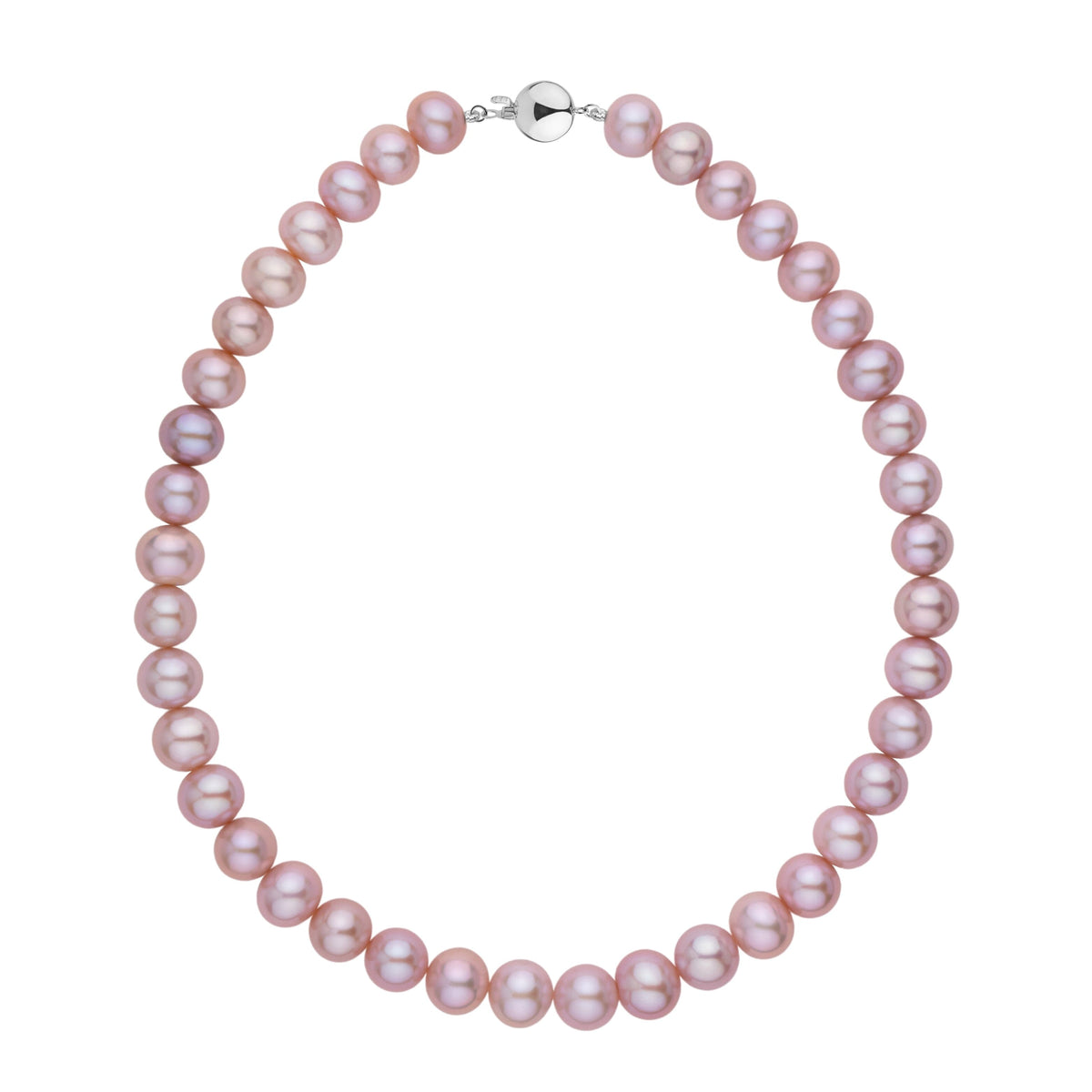 10.5-11.5 mm AA+ Lavender Freshwater Pearl Necklace white gold