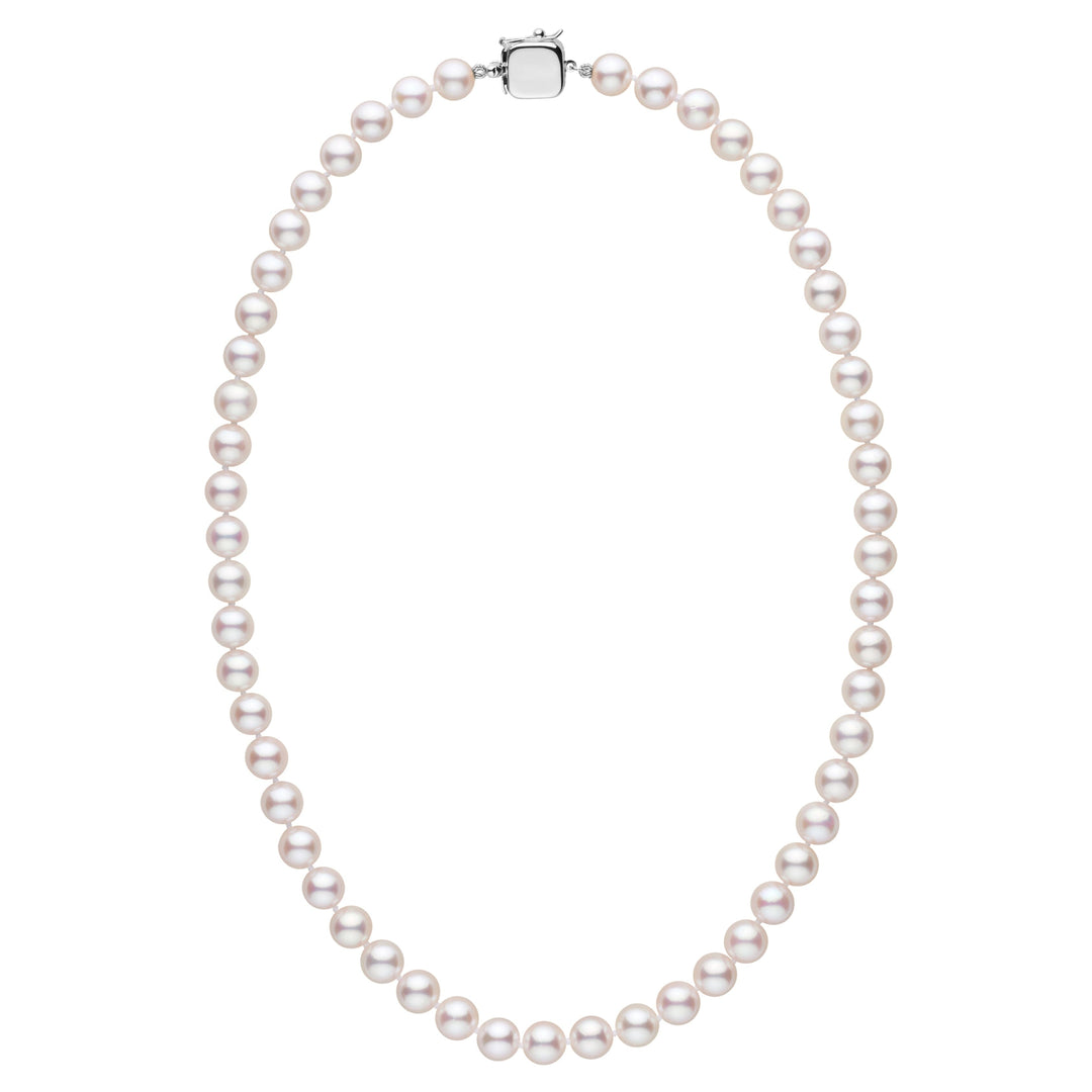 Personalized 18 Inch 7.5-8.0 mm AAA Akoya Pearl Square Clasp Necklace