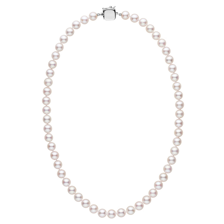 Personalized 18 Inch 7.5-8.0 mm AAA Akoya Pearl Square Clasp Necklace